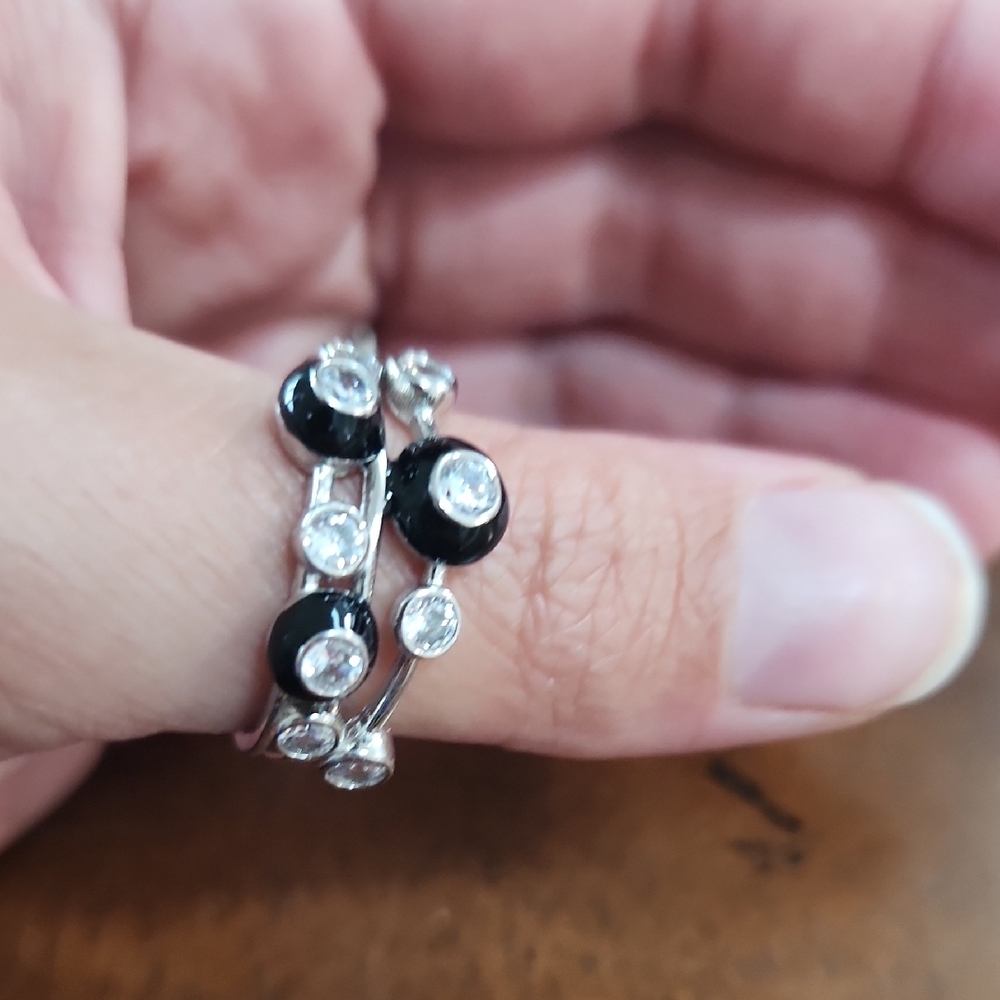 Melinda Maria Black and Silver Statement Ring